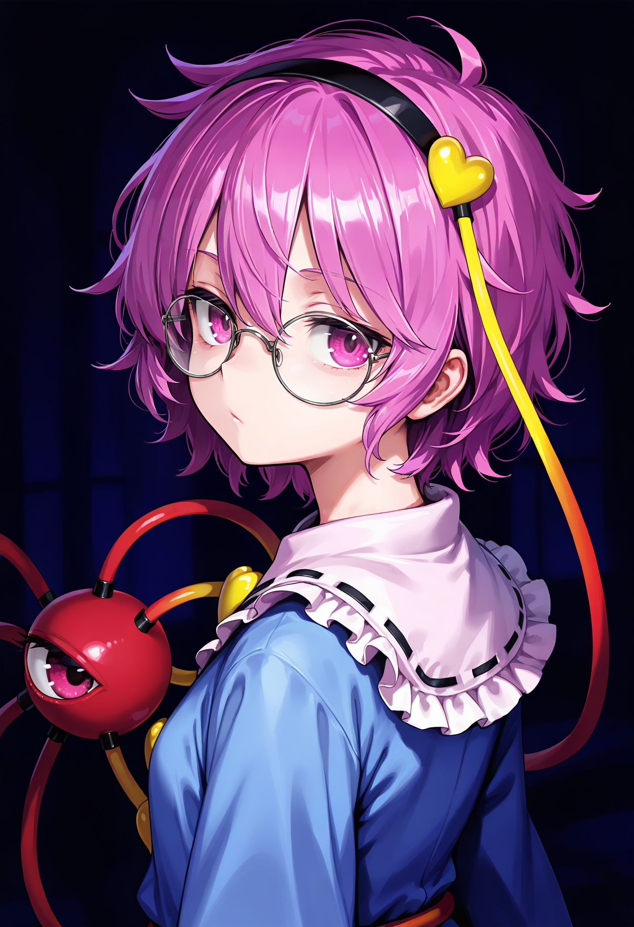02066-898119879-komeiji satori,1girl,__,bespectacled,blue shirt,buttons,closed mouth,dark,expressionless,frilled shirt collar,frills,glasses,hai.png